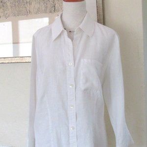 INC Woman white linen 3/4 sleeve button down shirt 14W - EUC